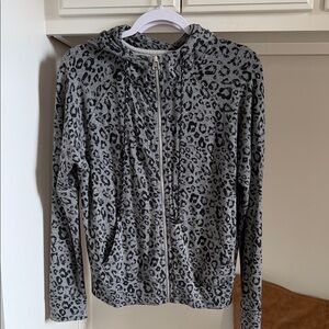 Sundry Gray Leopard Print Hoodie